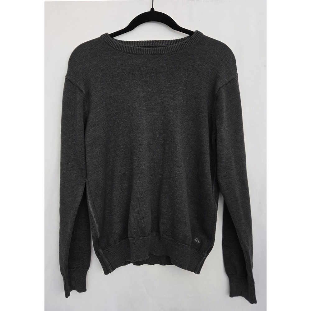 Quiksilver Crewneck Sweater M Dark Gray Charcoal‎ Knit Surf Skate Jumper